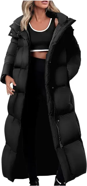 Women Winter Coats Plus Size Long Puffer Jackets Casual Oversized Thicken Down Coats Long Sleeve Overcoats