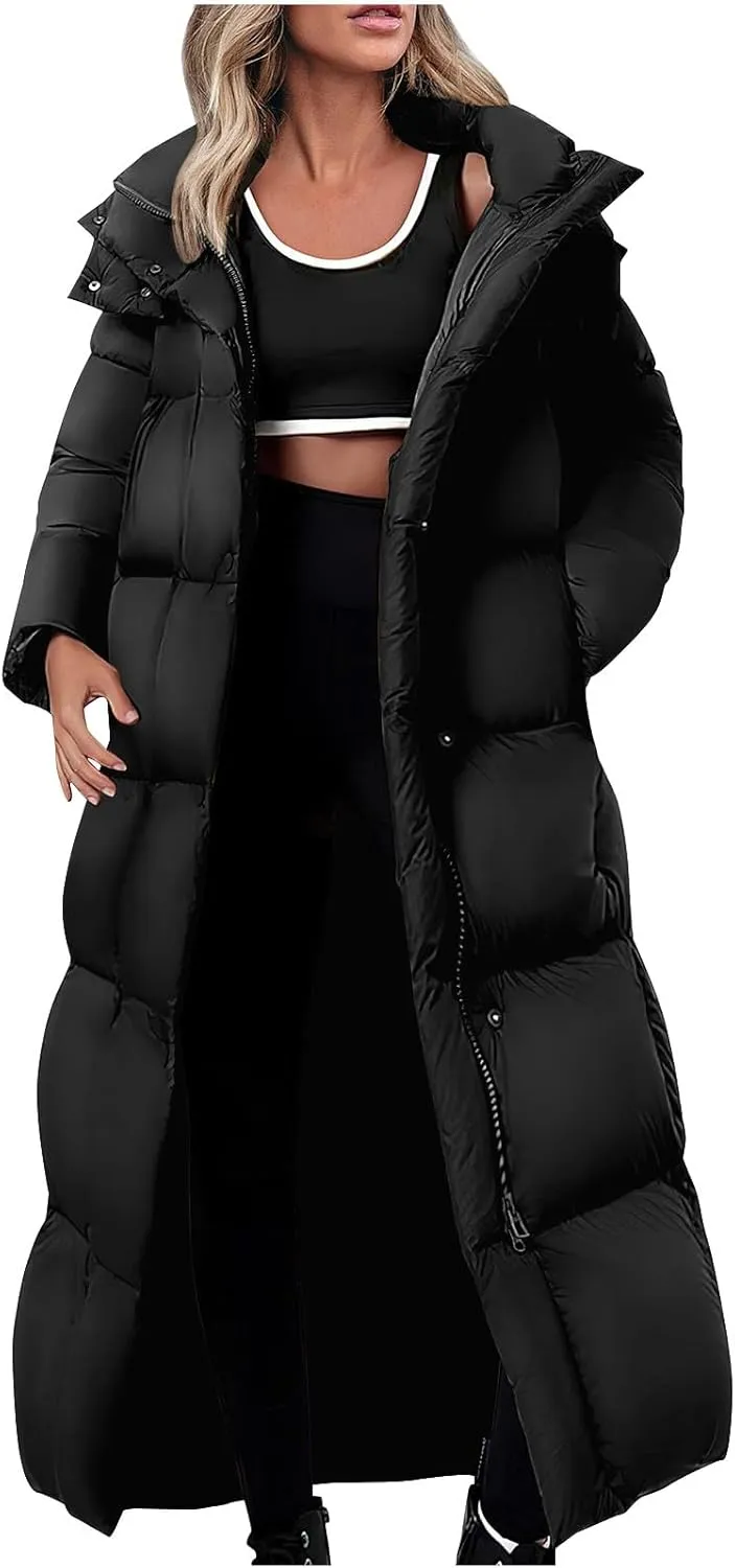 Women Winter Coats Plus Size Long Puffer Jackets Casual Oversized Thicken Down Coats Long Sleeve Overcoats